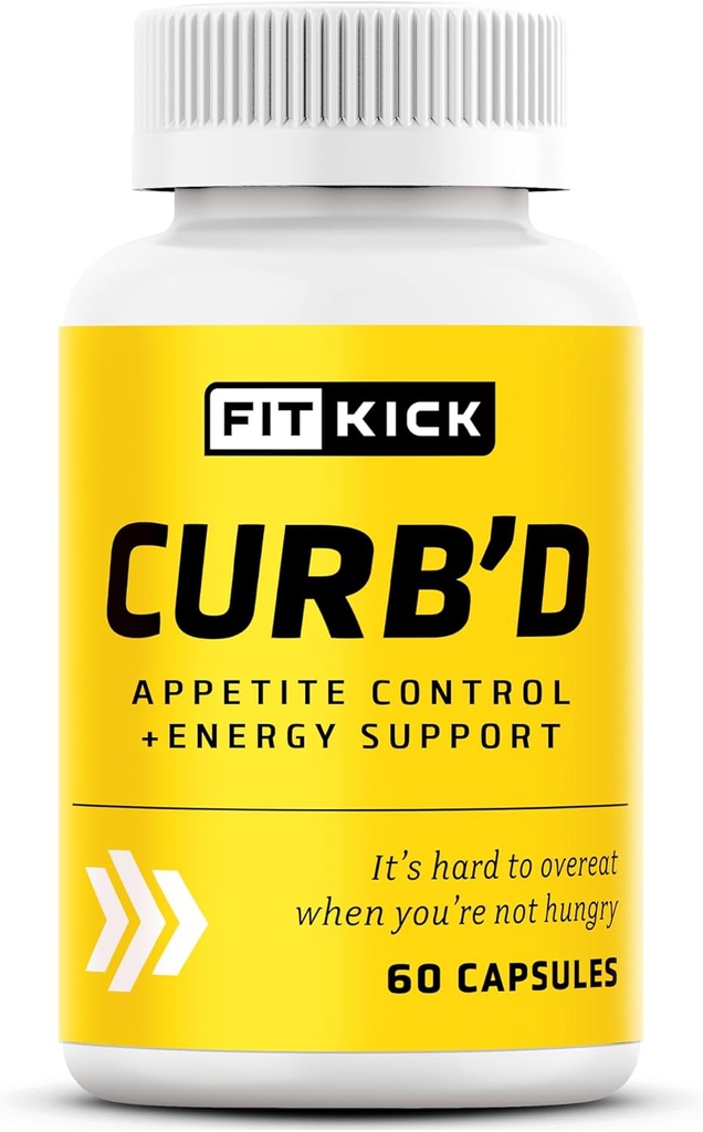 FITKICK Curb'D קפסולות - תמיכה לא מרשם & Craving, אנרגיה להתמקד פורמולה עם חומרי גלם טבעיים - Raspberry Ketones, קפה ירוק Bean & Citrus Aurantium - 60 קפסולות טבעוניות