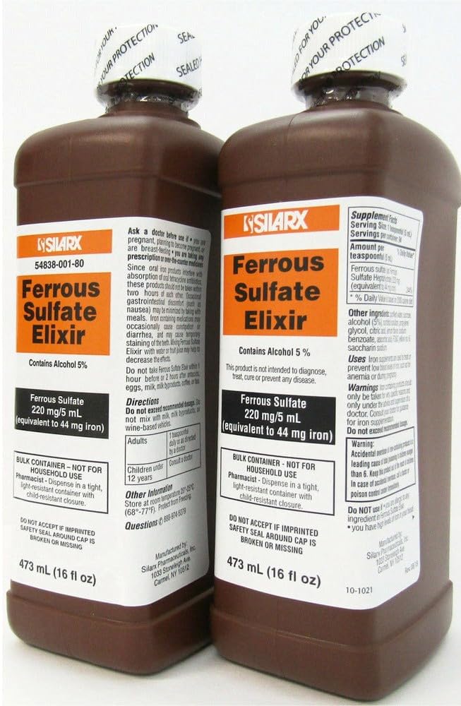Ferrous Sulfate Elixir 220mg/5mL 16oz