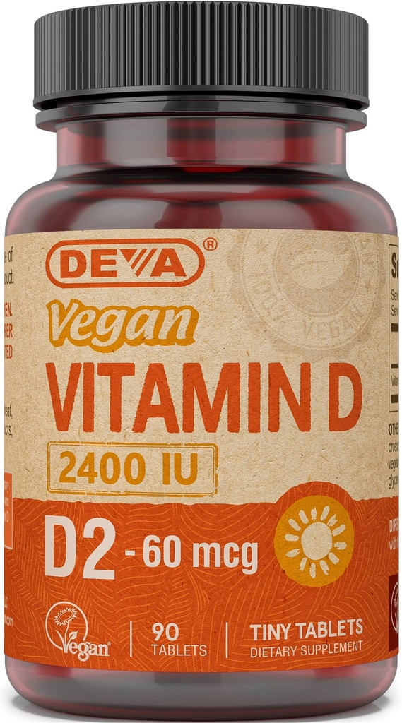 ויטמין D2 60 mcg 2400 IU, Ergocalciferol תוספת עם No Animal Ingredients, 90 טבליות, 1-Pack