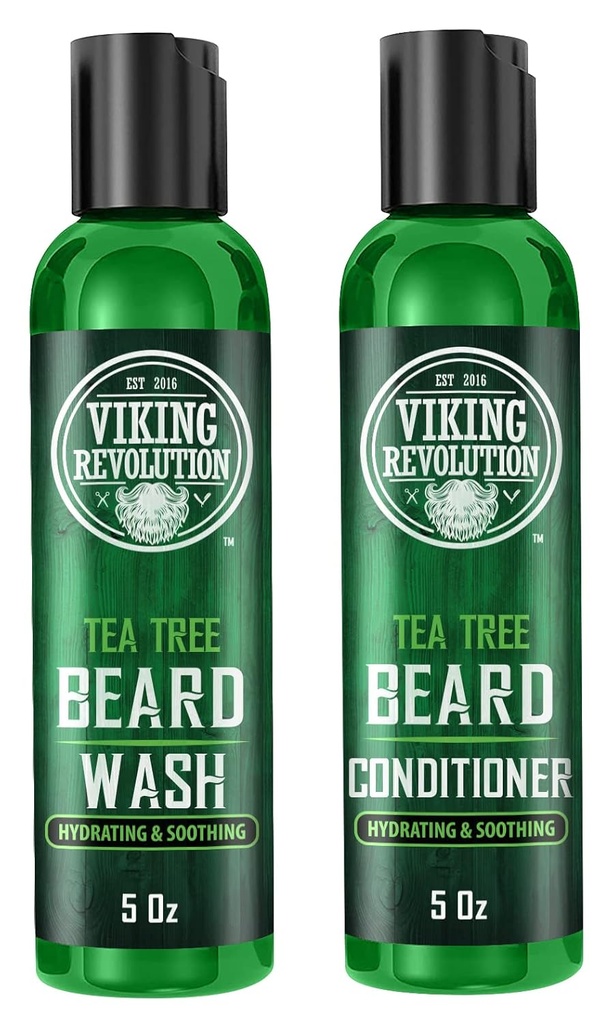 עץ התה הוויקינגי ווקינגי בירד ו- Conditioner Set for Men - Natural Beard Softener with Ergan Oil, ויטמין E וג'ינסנג (5 Oz)