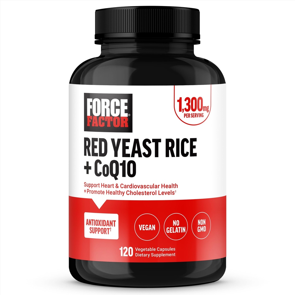 עבור FACTOR Red Yeast Rice + CoQ10 תוספת לתמיכה אנטי-חמצן, Non-GMO, טבעוני-ידידותי, איכות Premium, 120 קפסולות
