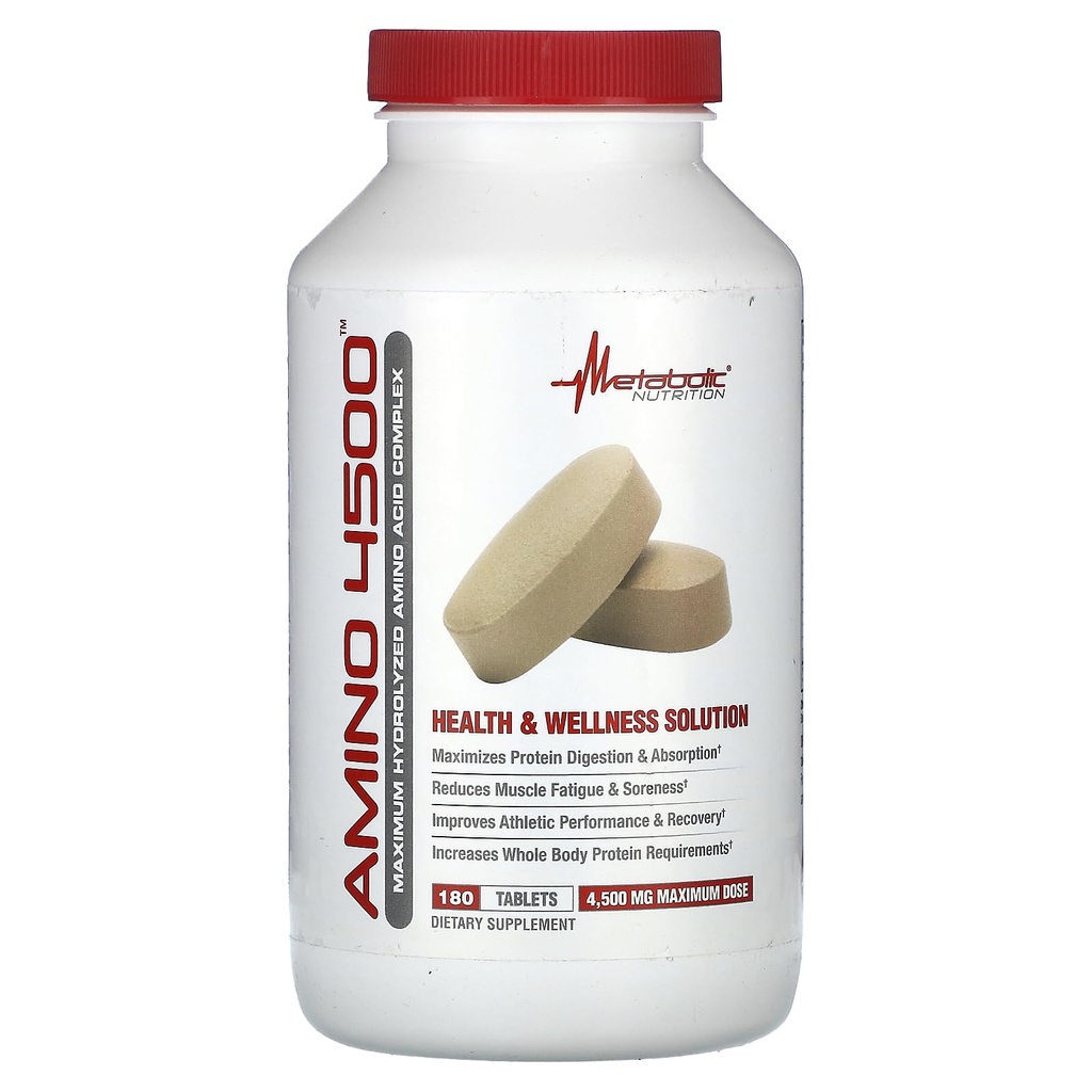 תזונה מטבולית Amino 4500 טבליות לפוטנציה מקסימלית hydrolyzed Amino Acid Complex 4500 מ"ג (180)