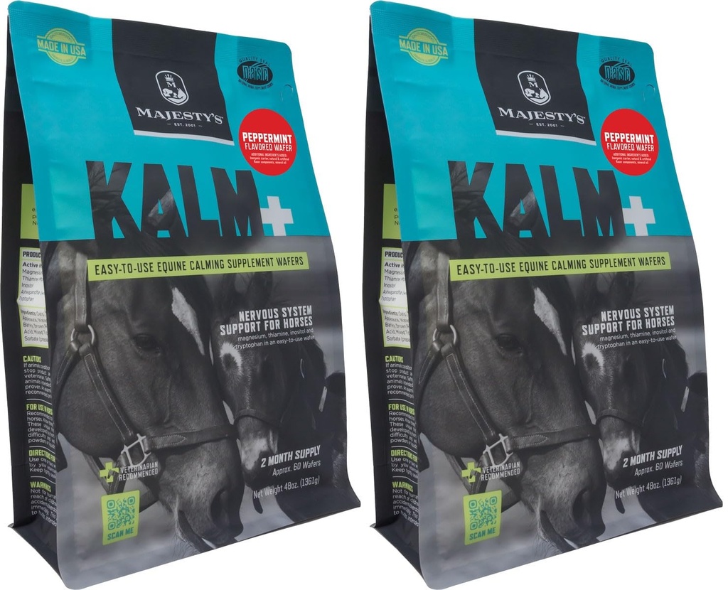 The Majesty's Kalm+ Wafers - Superior Horse / Equine Calming תוסף (Peppermint, 2 Pack(120 Count Total)