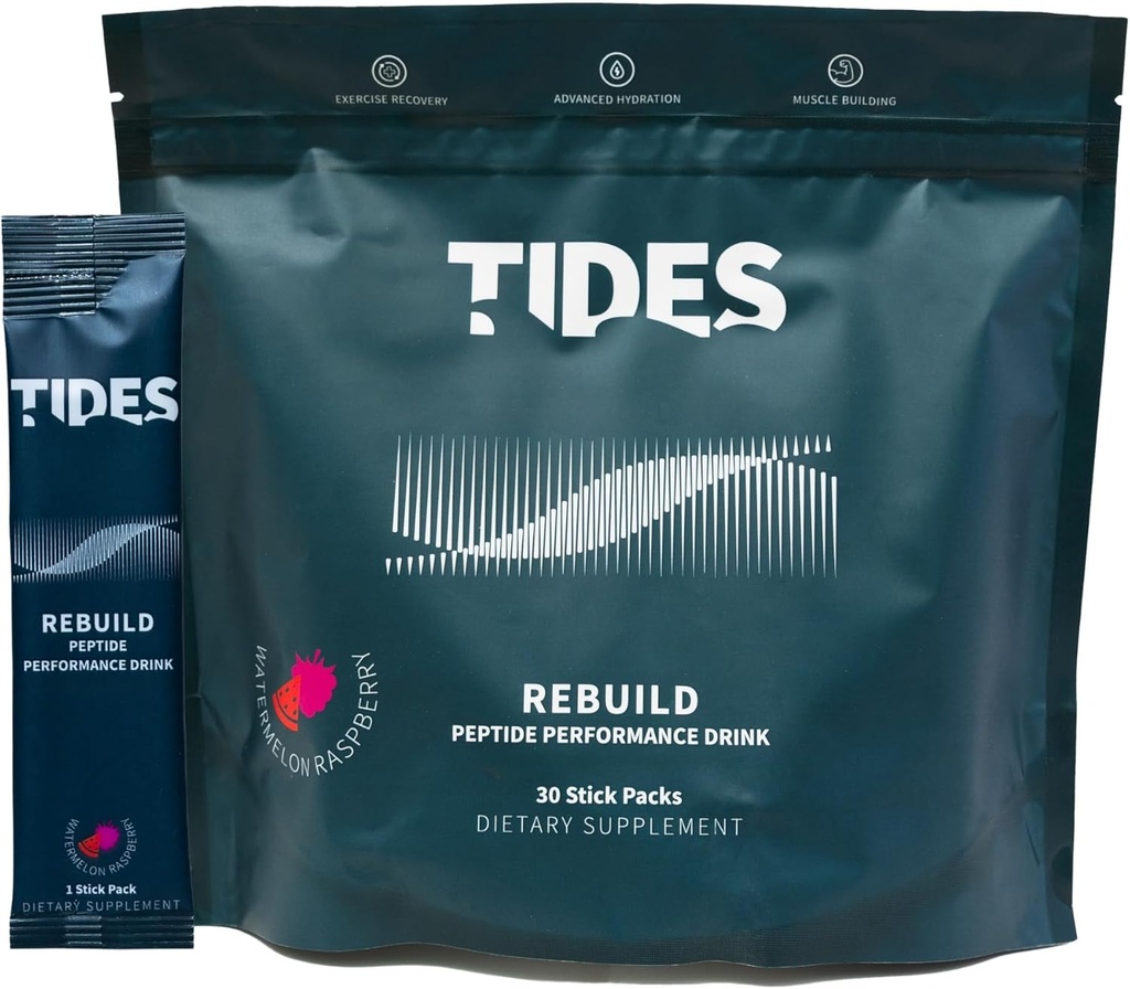 Tide ReBuild Complex Peptide Stick Pack, Watermelon Rasberry, אבקה פלאקר שתי Packs עבור תמיכה בריאות השרירים, 30 Stick Packs