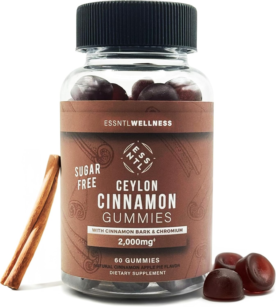 Ceylon Cinnamon Sugar-Free Gummies - 120ct | 2000mg Per Serve | Antioxidant & Joint Support | Delicious Apple Pie Flavor | טבעוני & Gluten-Free Cinnamon תוספים