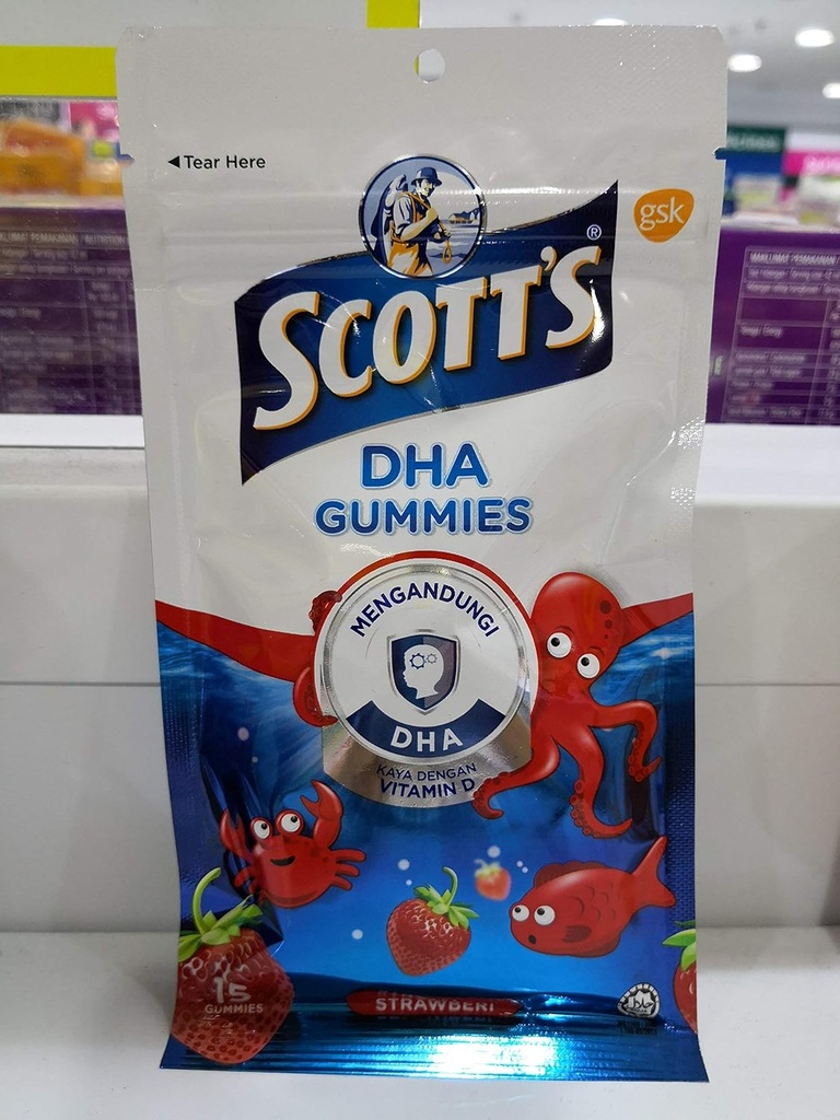 החניכיים של סקוט, Stawberry Flavour, 15s,Vitamin D,Essential for Healthy Growth & Development in Children ותפקוד Immune בריא.