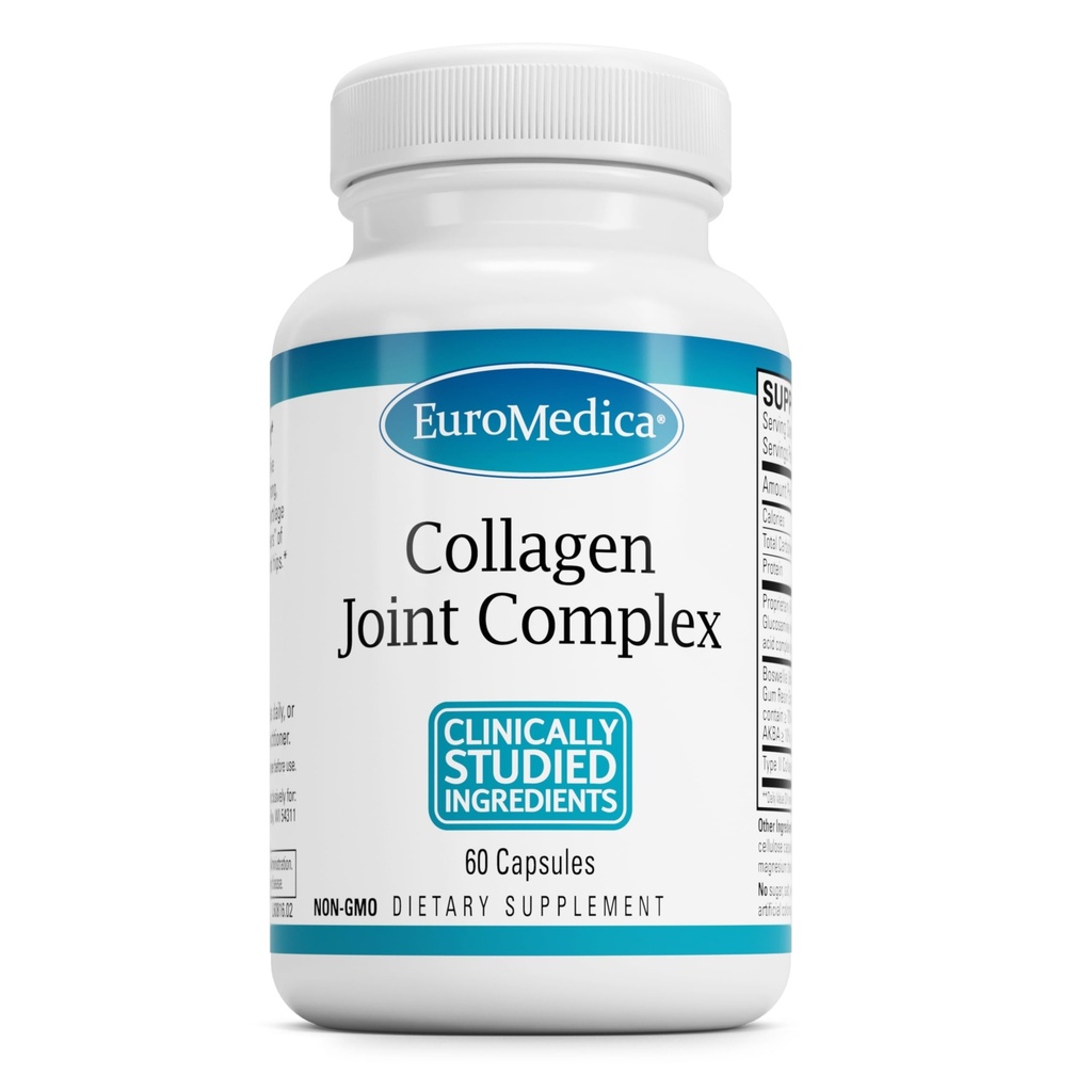 EuroMedica Collagen Joint Complex - תוסף משותף לתמיכה בבריאות משותפת - תוספת תזונתית עם תמצית Boswellia ו Type II Collagen - תמיכה אחורית וברך - 60 קפסולות
