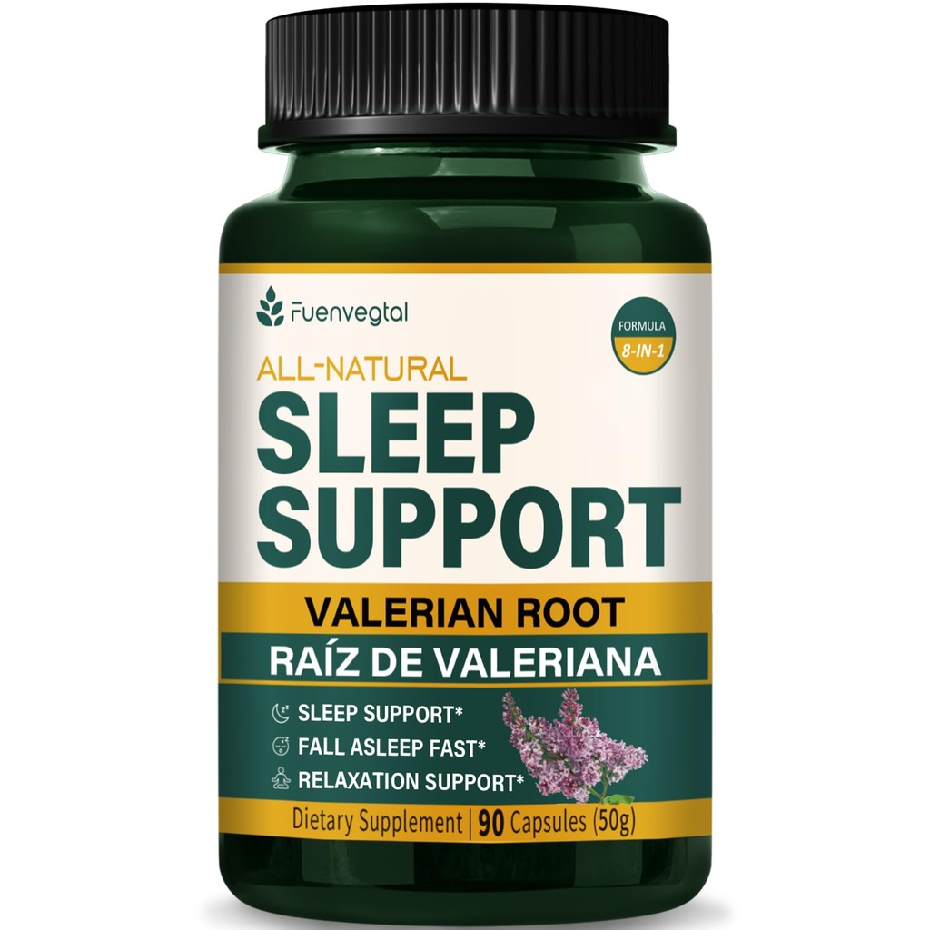 Valan Root לחלץ קפסולות תמיכה בשינה, תוספת פרח התשוקה לשינה טובה יותר, Fall Asleep Fast & מרגיעה. פסילות דה ואליאנה y Pasiflora para Dorir Profundamente. 90 Count
