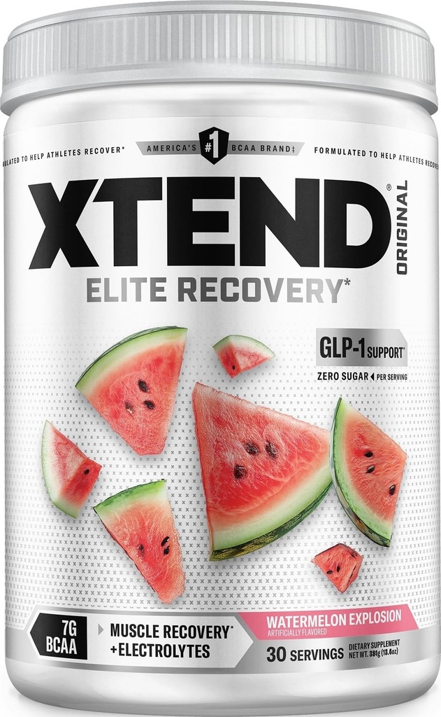 אבקת BCAA המקורי Xtend, 7g BCAAs ו 2.5g L-Glutamine עבור שריר התאוששות שריר hydration שריר ליאן שריר, סוכר חינם Intra ופוסט עבודה שתייה עם אלקטרוליטים, Watermelon Explosion, 30 משרתים