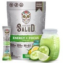Salud 2-in-1 אנרגיה אבקת + Focus, קומבר Lime, אורגני Caffeine, B6 + B12, Theanine, ניקוי משקאות אנרגיה נקייה, Agua Fresca Mix, non-GMO, Gluten Free, טבעוני, 1g של סוכר, (15 משרתים)