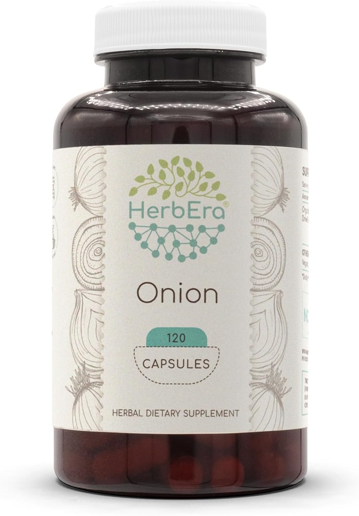HerbEra Onion 120 קפסולות, 500 מ"ג, בצל (Allium Cepa) Dried Bulb (120 קפסולות)