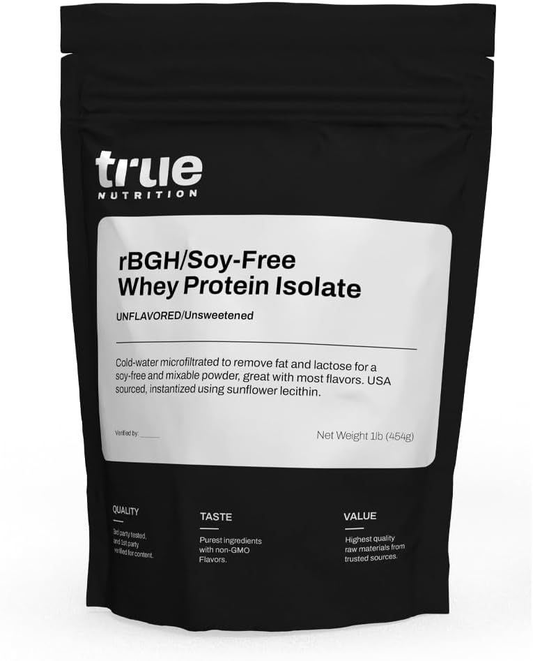 תזונה אמיתית - אבקת חלבון ריק Whey חינם Isolate - 100% Grass פד Whey חלבון אבקת חלבון עם Amino Acids - לא הוספת הורמונים או אנטיביוטיקה (Unflavored / Unmated, 1 lb)
