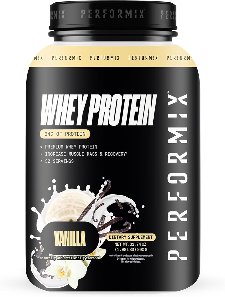 PERFORMIX - Whey Protein Isolate בלנדר - 24 גרם של חלבון - 5.4g של BCAAs - 110 קלוריות - שריר בניין & פוסט עבודהout Recovery - 100% אבקת חלבון Whey - 1.98 lbs - 30 משרתות - Vanilla - Vanilla - Vanillailla - 110 קלוריות - Vanilla
