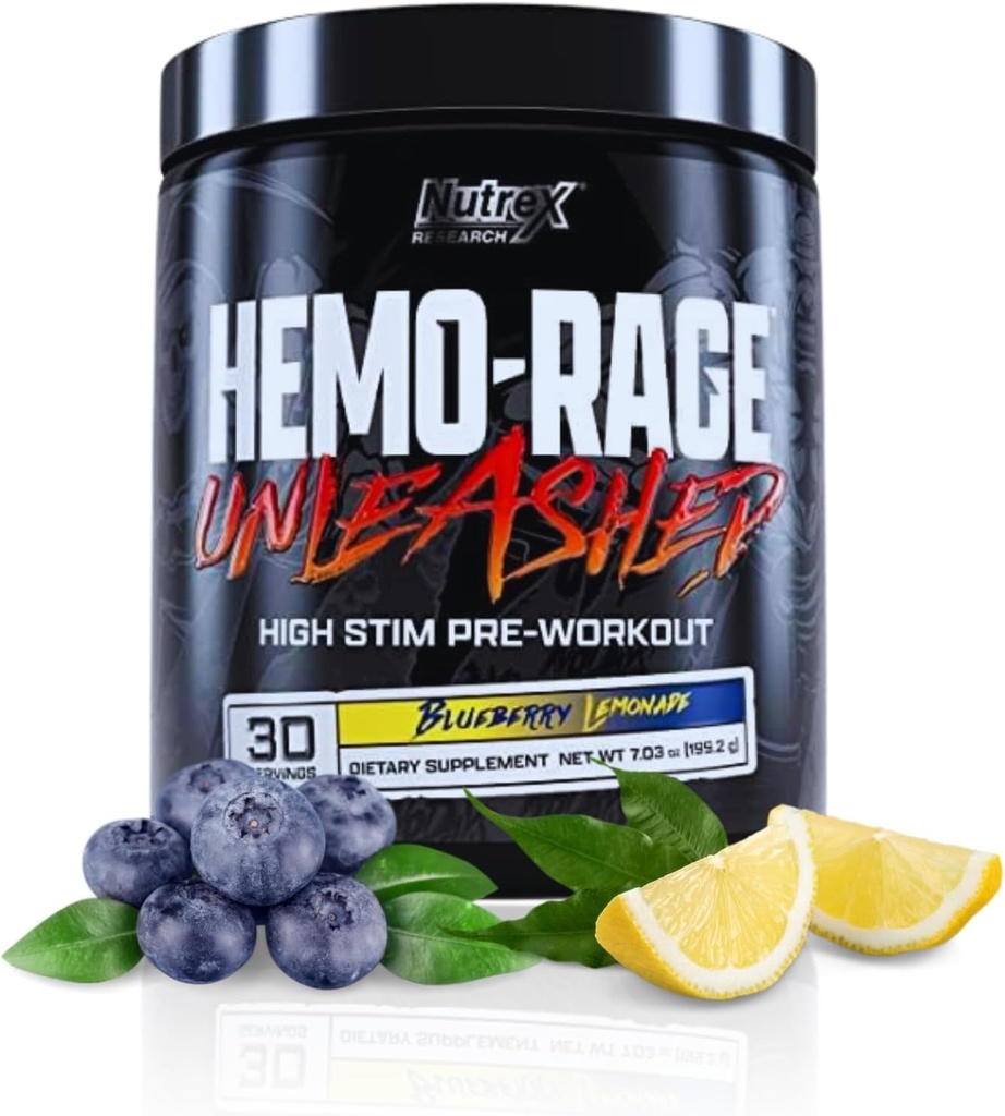 Nutrex Research Hemo-Rage Extreme High Stim Pre Workout אבקה | Insane Lasting Energy, Focus, Endurance & Pump Booster Preworkout Supplement