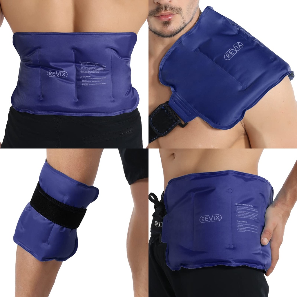 REVIX Ice Pack for Injuries Reusable Gel for Lower Back, Cold Packs for Back Shoulder, Elbow, Hip, Leg, Wrap Around All Knee, Soft Cold Compress,16 × 9