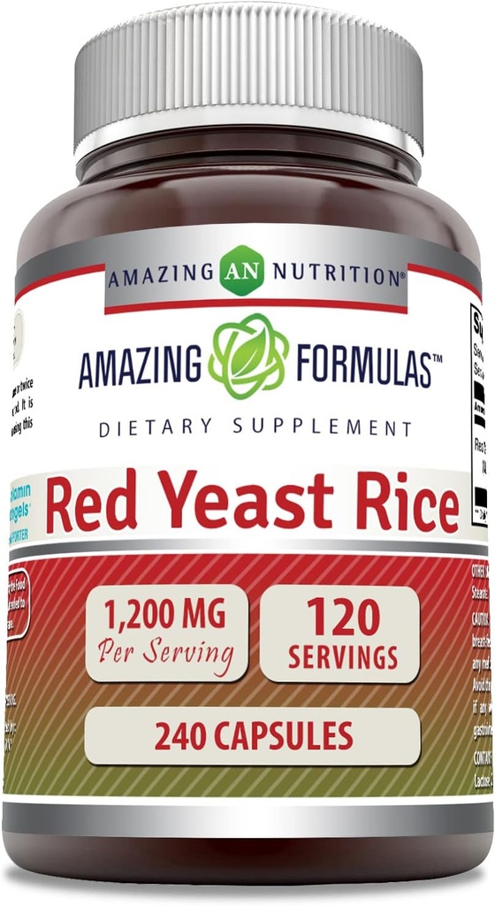 פורמולה מדהימה של Yeast Rice 1200mg Per לשרת 240 קפסולות | Non-GMO | Gluten Free | Made in USA