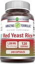 פורמולה מדהימה של Yeast Rice 1200mg Per לשרת 240 קפסולות | Non-GMO | Gluten Free | Made in USA