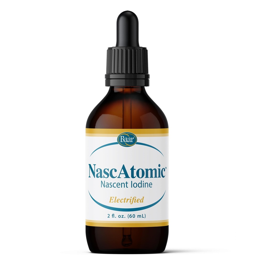 BAAR NascAtomic Electrified Nascent Iodine נוזל טיפות, פוטנט 2% פורמולה לאנרגיה, Vitality, Metabolism Boost, Detox, Immune Support, Mental Clarity & Thyroid Health, 2 oz (Pack of 1)