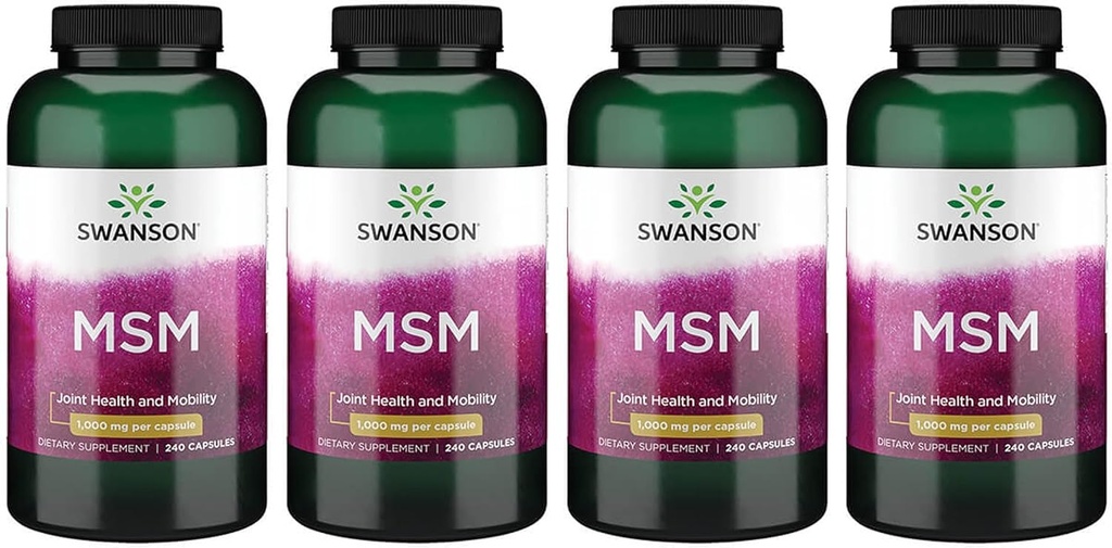 Swanson MSM - מינרלים חיוניים לקידום ניידות ותמיכה בריאות משותפת - מסייע לשמור על בריאות Tissue כולל Cartilage, Collagen & Hair - (240 קפסולות, 1000 מ"ג כל) 4 Pack