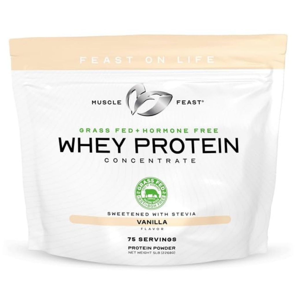 שריר חג Grass-Fed Whey חלבון ריכוז אבקה, כל טבעי, הורמון חופשי פסטה הרים אבקת חלבון Whey עבור נשים וגברים, נקי, non-GMO & Gluten Free Whey Concent - Vanilla, 5lb 5lb 5lb