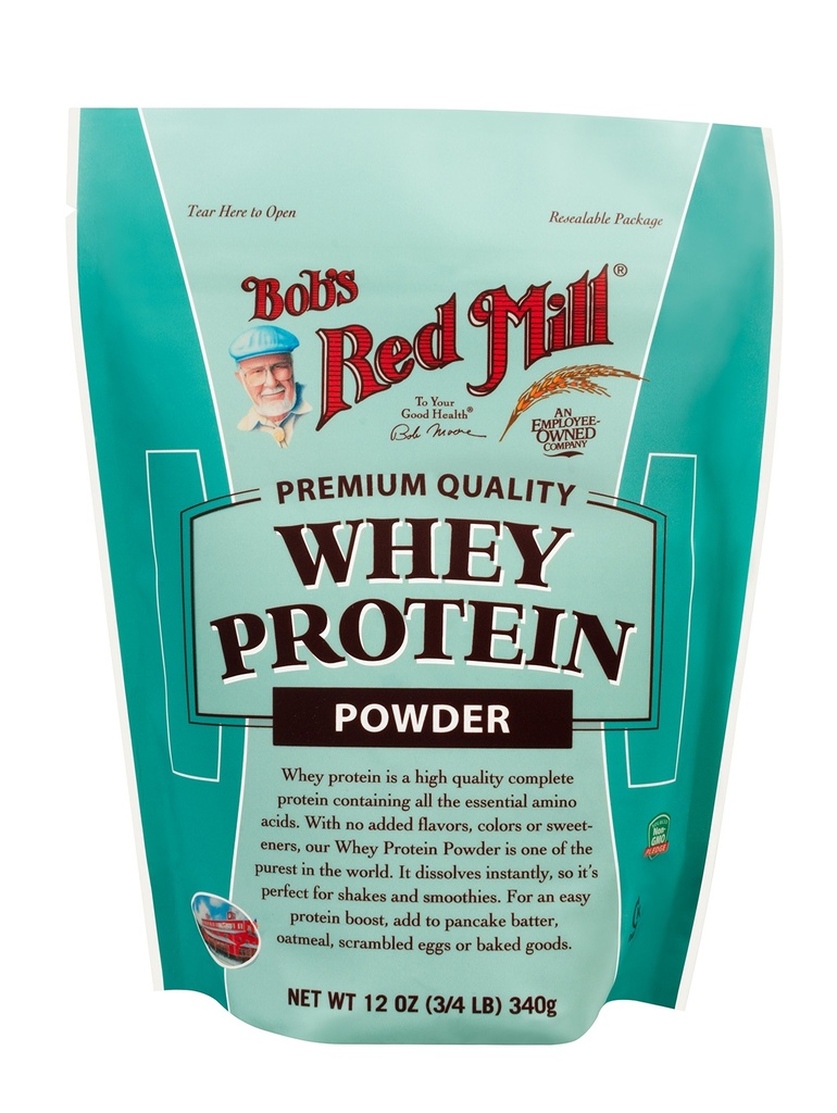 אבקת החלבונים Red Mill Whey של בוב 12ounce Pack May Vary, Red, Unflavored, 12 Ounce