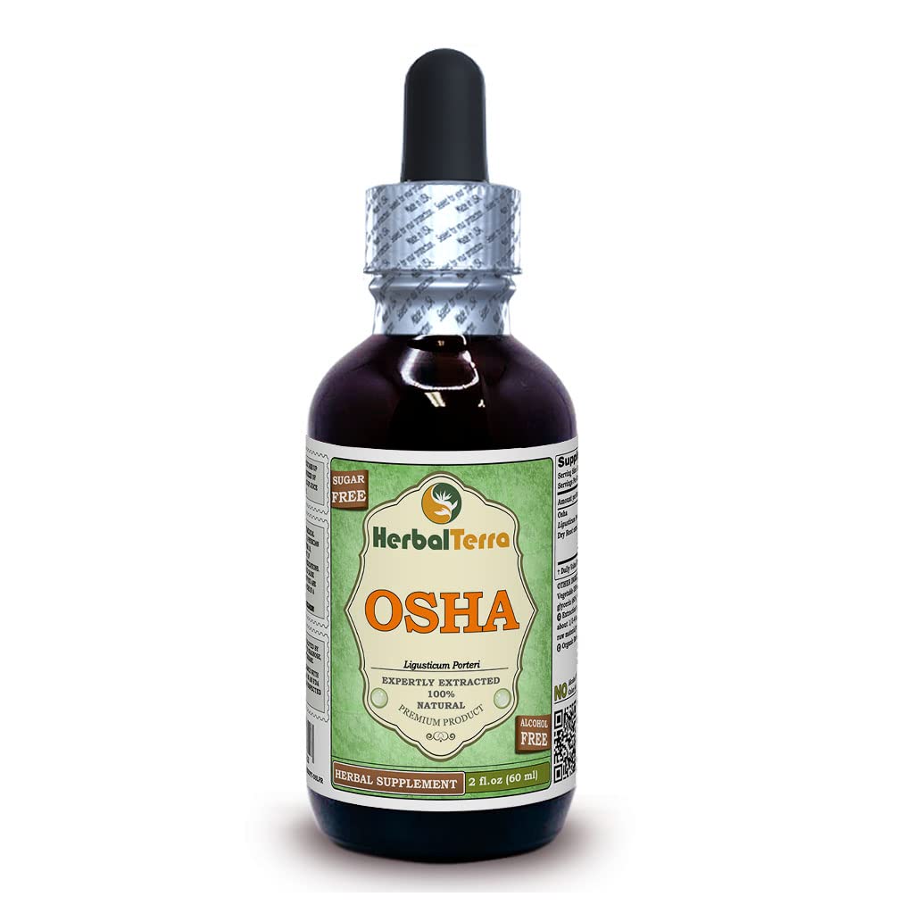 Herbal Terra LLC OSHA (Ligusticum Porti) Glycerite, Dried Roots אלכוהול חינם לחלץ 2 oz