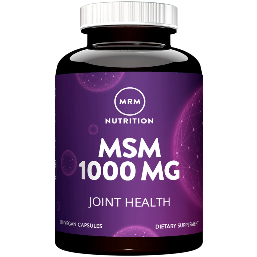 MRM תזונה MSM 1000 מ"ג | Pure Methyl-sulfonyl-Methane קפסולות | Joint, Hair, Skin & Nail Support | Bioavailable Sulfur תוסף | טבעוני + Gluten-Free | 120 משרתות