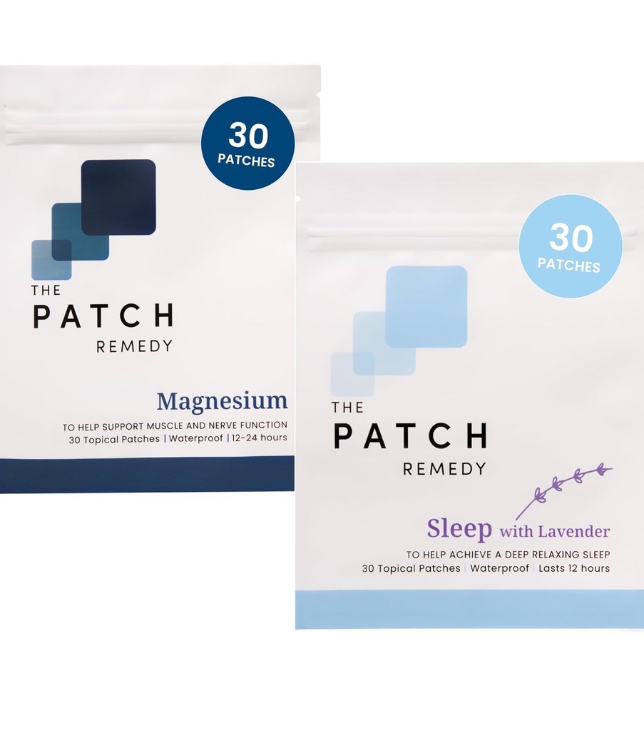 The Patch Remedy Sleep & Recovery Bundle - (60 פטס) שעון ערב חיוני וקצב התאוששות שרירים עם Sleep Lavender Patch & Magnesium Glycinate Patch