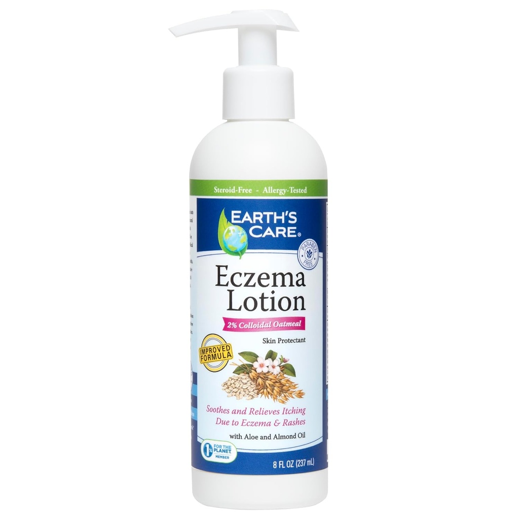 Earth's Care Eczema Lotion - Natural Lotion for Eczema - Safe and Mild Eczema Lotion for Adults and Kids - 8 Fl OZ.
