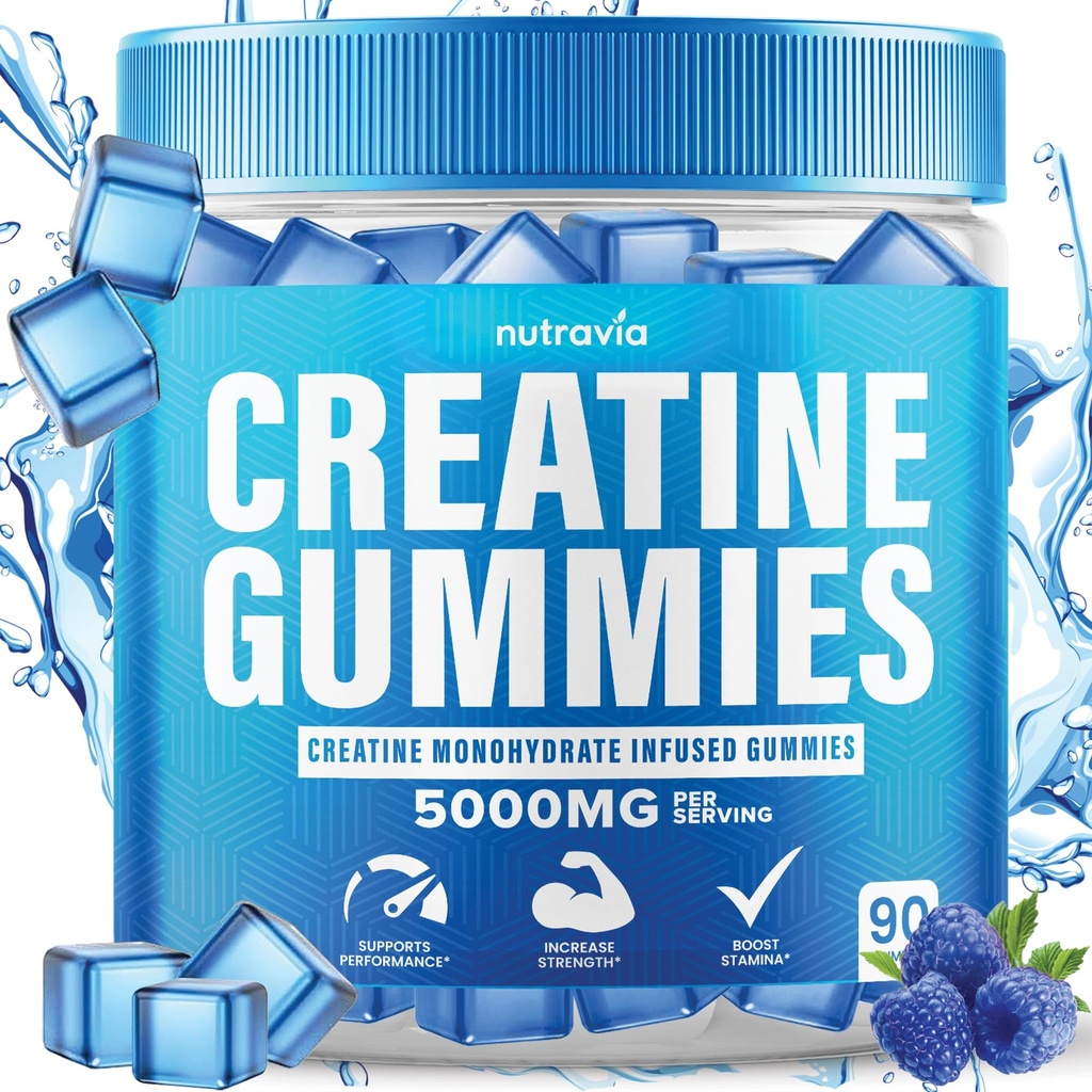 Creatine Gummies התמזגו עם 5g Creatine Monohydrate עבור גברים ונשים, כוח, אנדורנס, שריר מיידי קרטין, micronized נקי HCL Balanced Creatina Monohidratada en Polvo (90 מסטיקנים)