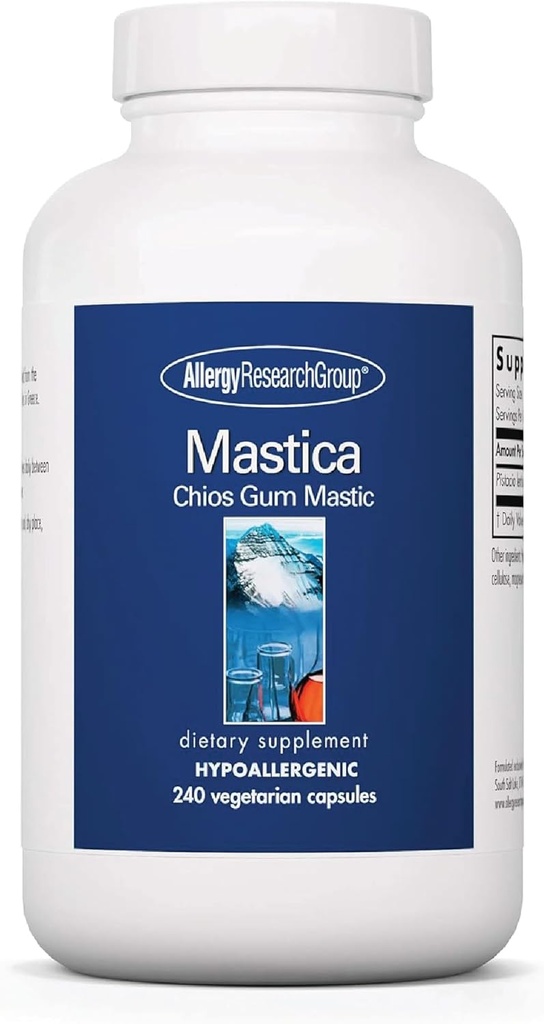 Allergy Research Group Mastica - Mastic Gum קפסולות, תוסף בריאות תזונתי למבוגרים, Mastic Resin אבקת קפסולות עבור תמיכה בריאות Gut - 240 Count Count