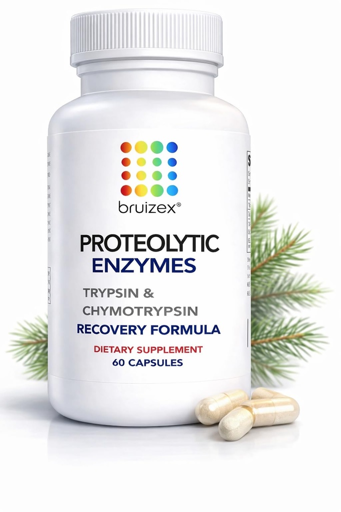 Bruizex Proteolytic Enzymes: Trypsin & Chymotrypsin Recovery תוסף עבור Tissueטראומה, Bruising, Swelling | Immune System Support