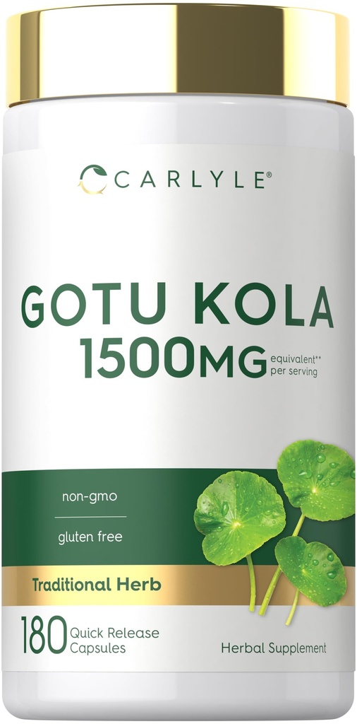 Karlyle Gotu Kola כמוסות 1500 מ"ג | 180 | Non-GMO, Gluten Free