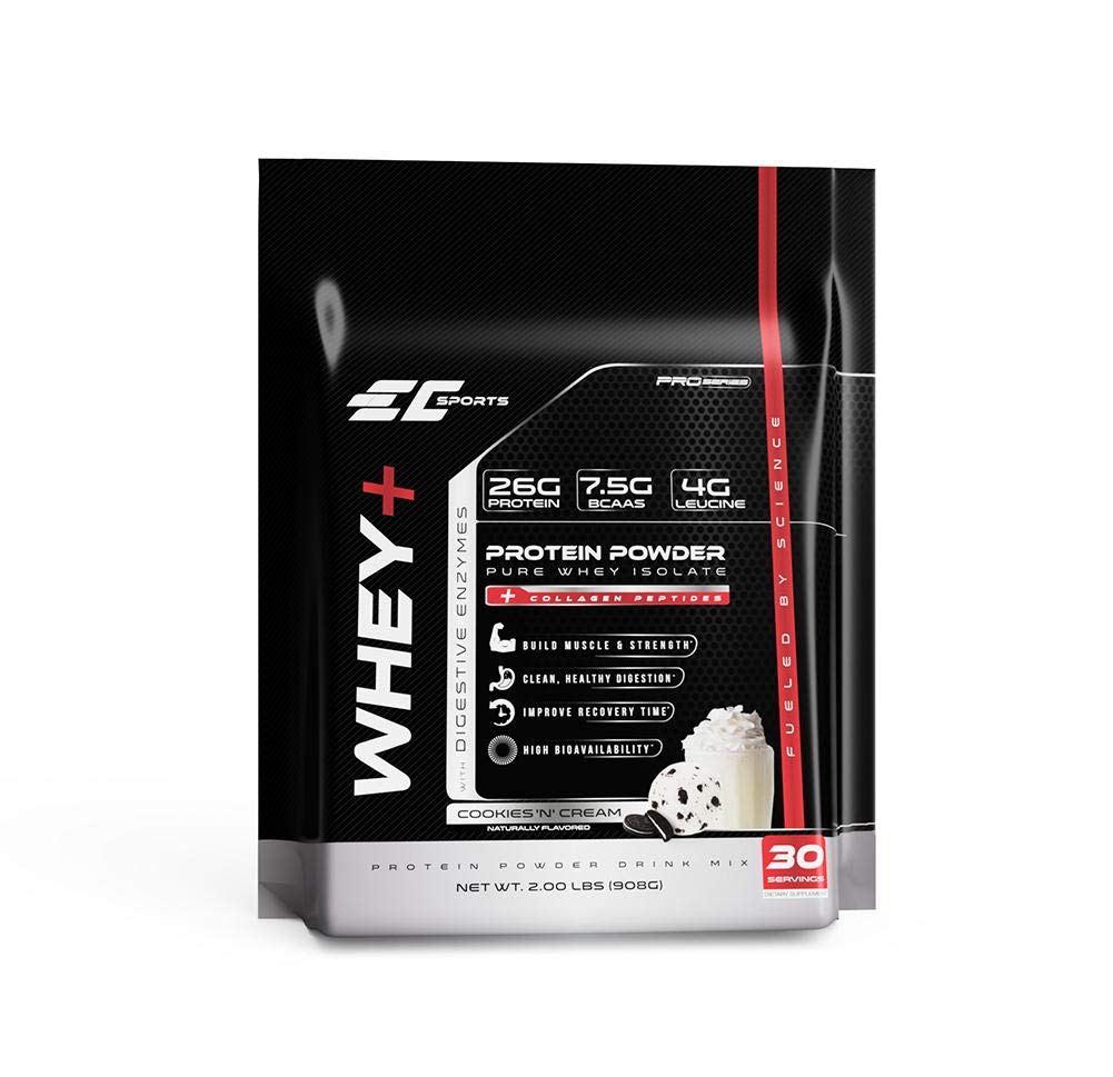 EC Sports Whey+ אבקת חלבון, קובצי Cookie ננו מיקס W/Digestive Enzymes - תוסף Isolate, Collagen Peptides w/Faster Reform - 30 משרתים