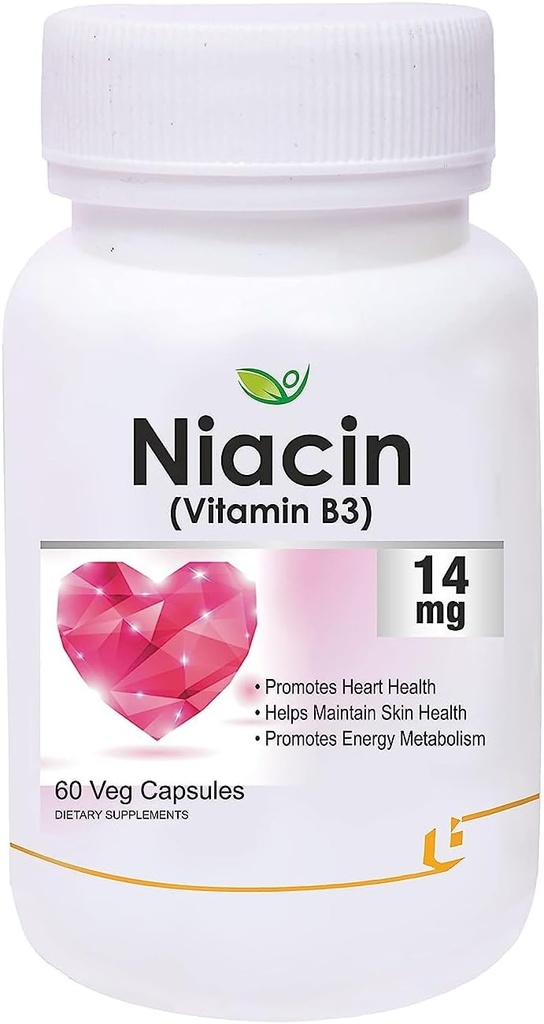 Nutraceuticals Niacin 14mg ויטמין B3 עם תוסף Inositol 50 מ"ג - 60 קפסולות Veg