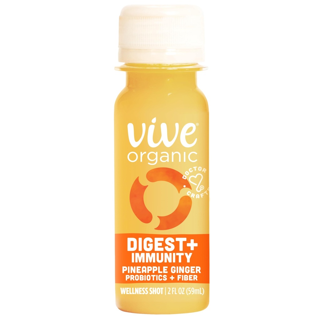 Vive Organic Digest + Immunity Pineapple ג'ינג'ר ביץ' Shot 2 fl ozבק