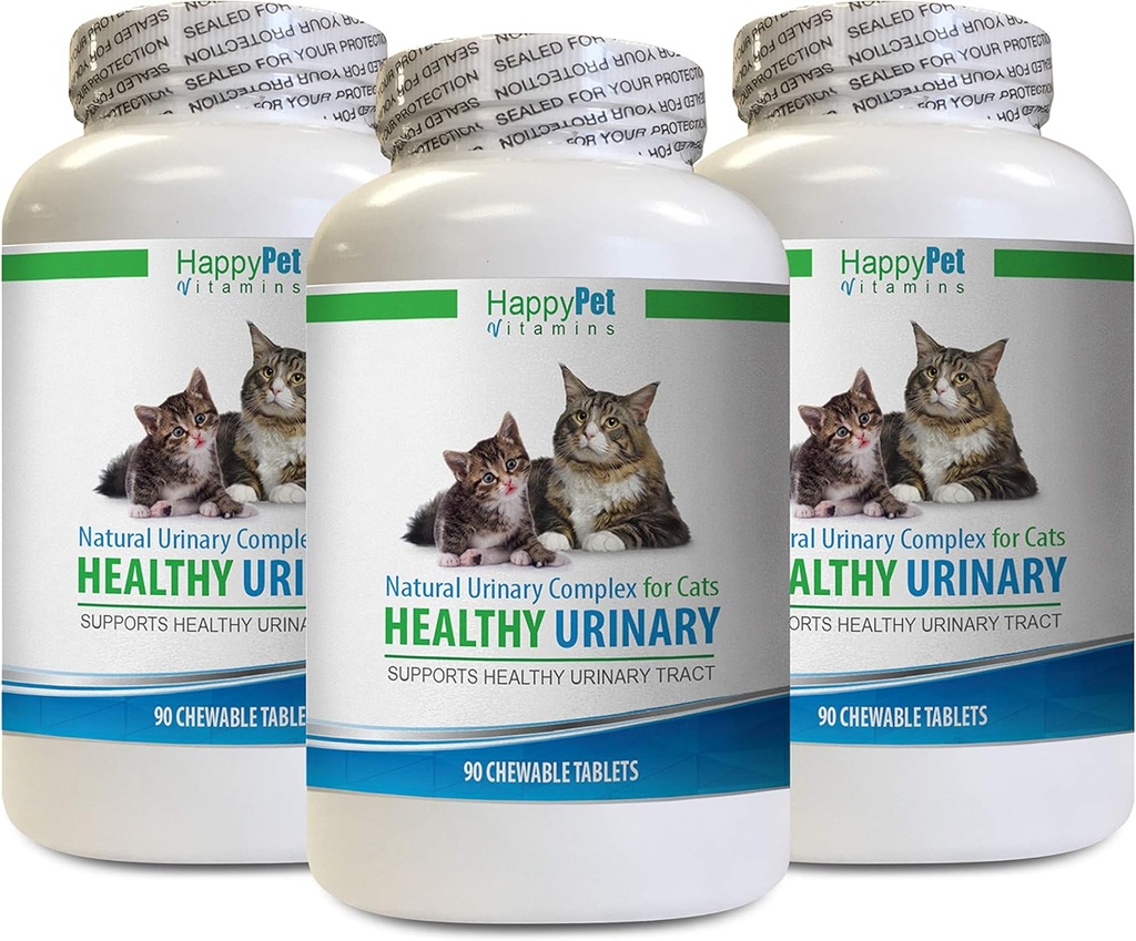 Cat Bladder תוסף - CAT Healthy Urinary Complex - UTI Solution - Natural Formula - Cat Urinary Health - 3 בקבוקים (270 טבליות)