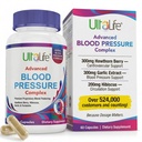 ULTALIFE Blood Pressure Supplements - Advanced Blood Pressure Complex - הות'ורן ברי, Hibiscus, Garlic, Forskolin - 14 ויטמינים & Herbs, 30 יום אספקה בקפסולות Veggie