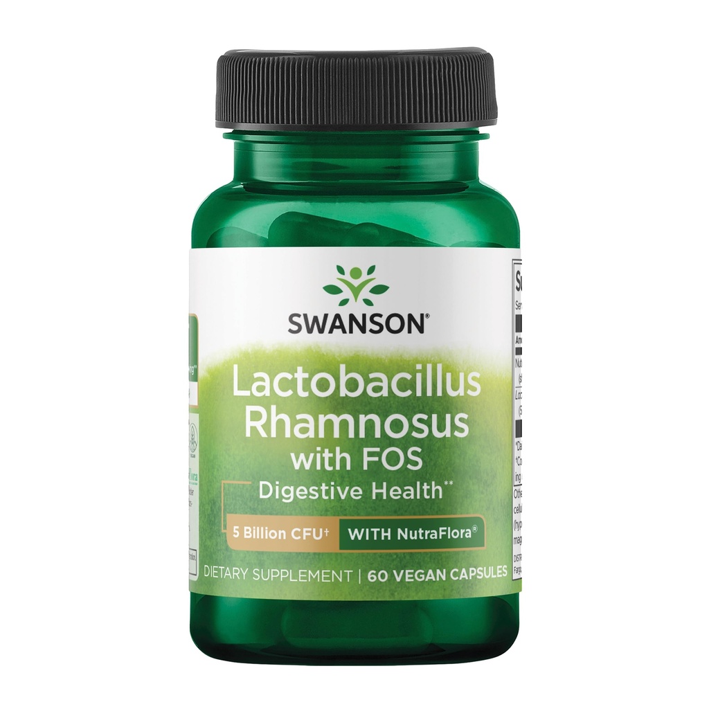 Swanson Lactobacillus Rhamnosus עם FOS - 5 מיליארד CFU - תמיכה בריאות העיכול עם Fructooligosaccharides - תמיכה פרוביוטית לבריאות העיכול * טבעוני - 60 Veggie Caps Caps