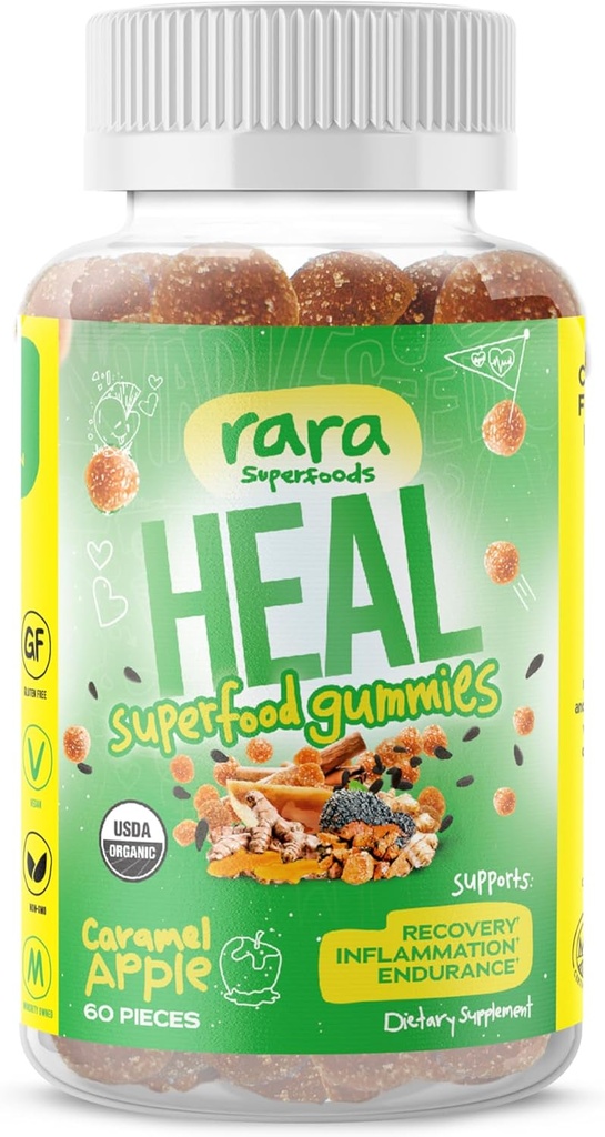 HEAL Mind & Body Recovery USDA Certified Organic Gummies - Natural Recovery Support, Vegan &ten Glu-Free, Infused with Wild Turmeric, Wild Ceylon Johnson & Chaga (60 מסטיק, HEAL)