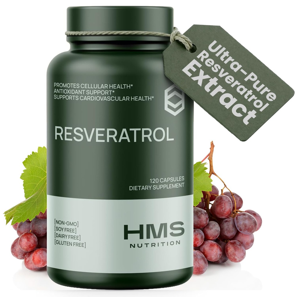 Resveratrol 1400 מ"ג 120 קפסולות High Potency Trans-Resveratrol with Powerful Antioxidents Acai Grapeseed Green Tea Supports Cell and Cardiovascular Health Anti-Aging