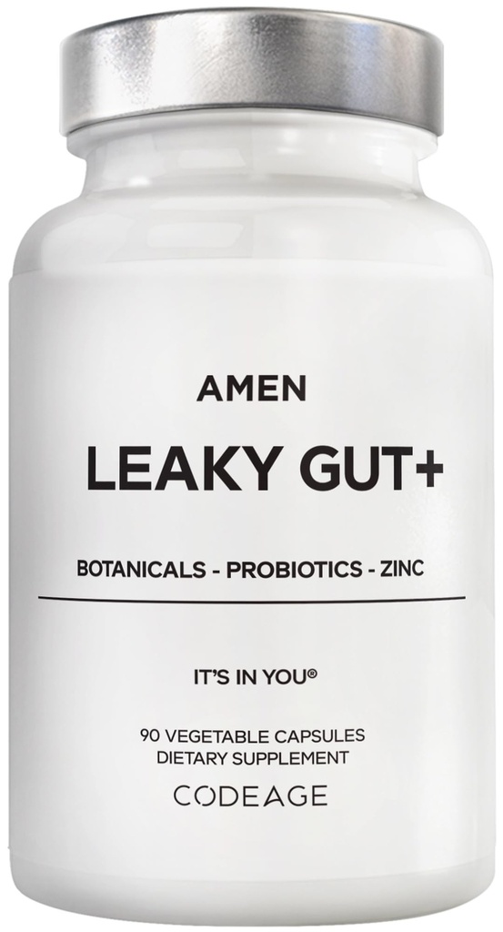 Amen Leaky Gut תוסף - מתקדם פורמולה עם bioavailable L Glutamine, Zinc, Turmeric, DGL Licorice Root - Marshmallow Root - Probiotics & Fermented Prebiotics - טבעוני, non-GMO - 90 קפסולות