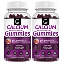 Calcium Magnesium Zinc Gummies with High Absorption Magnesium Glycinate Potassium - Plant Complex Calcium Magnesium 2:1 Ratio, עם D3 Sea Mos for Bone, השרירים, Immune & Sleep Support, 2 Pack 2