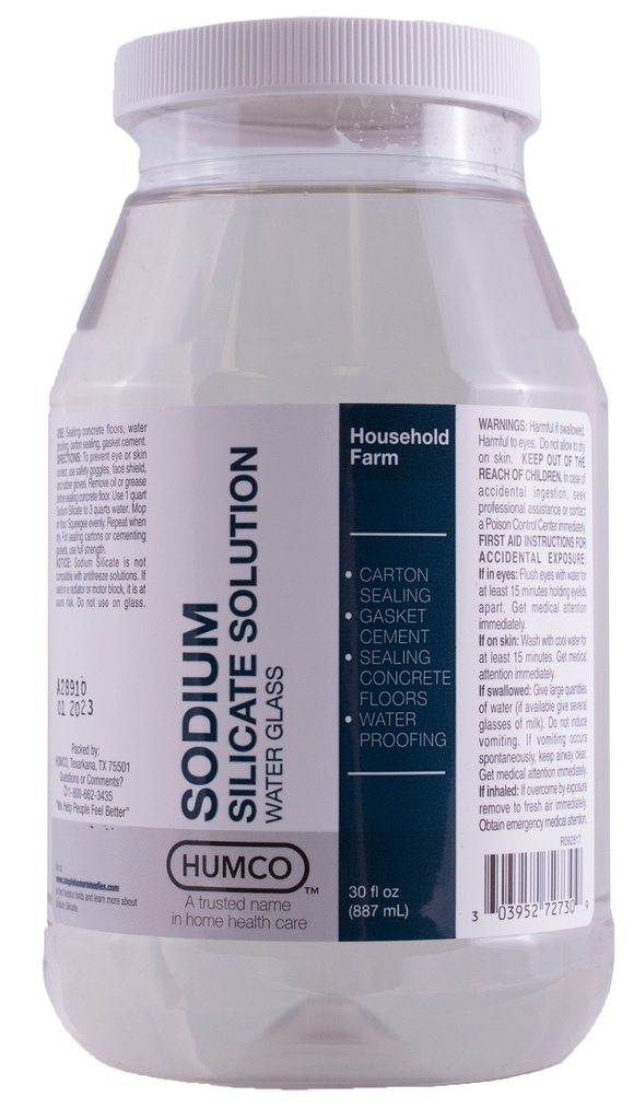 Humco Sodium Silicate פתרון 30 oz, זכוכית מים.
