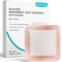 Dimps Silicone Super Absorbent Wound Dressings - Gentle Adhesive Bandages with Ultrasorb Polymer,Heavy Exudate Wound Care Pads 6" 1