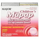 MAJOR Children's Mapap Acetaminophen 160 מ"ג טבליות Chewable - Pain Reliever / Fever מופחת - Aspirin חינם - Ibuprofen חינם - עבור ימי 2 עד 11-24 הרוזן (1 Pack)