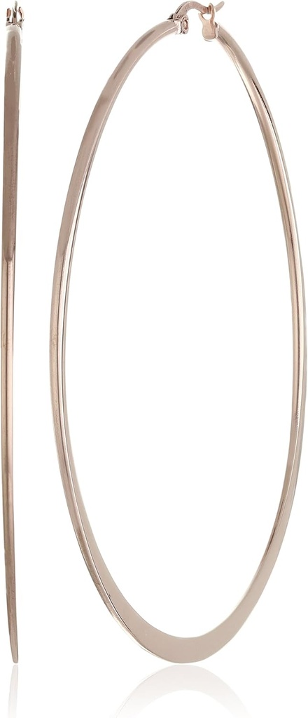 Essentials Gold Plated or Stainless Steel Flattened Hoop Earrings