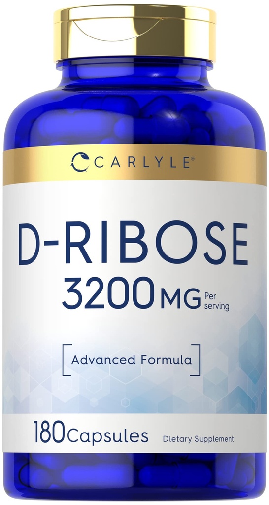 קרליל D-Ribose קפסולות | 3200 מ"ג | 180 גלולות | Advanced Formula | Non-GMO, Gluten Free Supplement