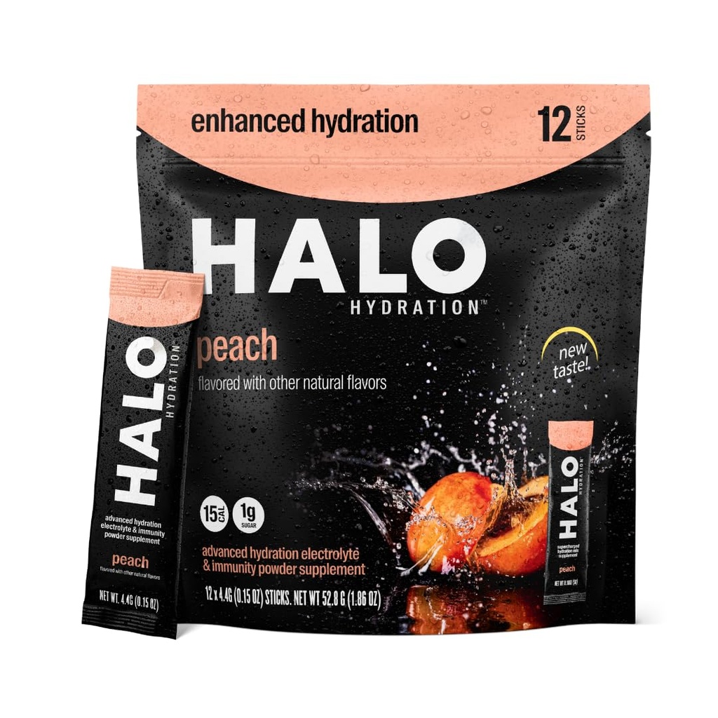 השקיה - משקה אלקטרוליט לערבב | אבקת הידרה | Peach Flavor - For Sports and Cycling | Easy Open Single Server Stick | 12 Sticks