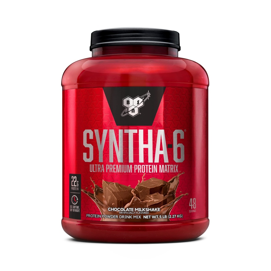 BSN SYNTHA-6 אבקת חלבון Whey עם Micellar Casein, חלבון חלב Isolate, חלבשת שוקולד, 48 משרתים (Packaging May Vary)